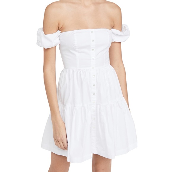 STAUD Mini Elio Dress White Size 10 - Picture 1 of 6